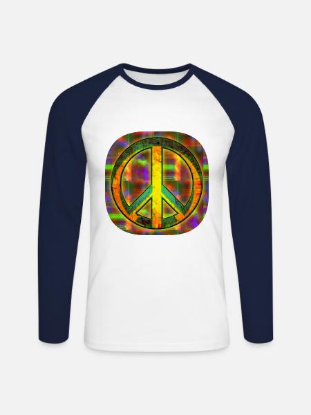 Peace [Zeichen] - Unisex Baseballshirt langarm - Weiß/Navy