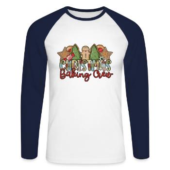 Funny Gingerbread Christmas Baking Crew - Unisex Baseballshirt langarm - Weiß/Navy - Vorne - Nik (191cm)