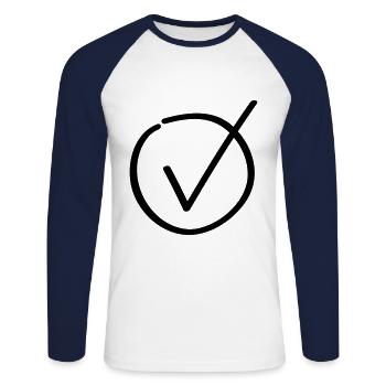 hook symbol icon - Unisex Long Sleeve Baseball T-Shirt - white/navy - Front - Nik (191cm)