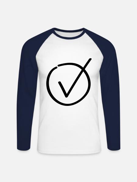 hook symbol icon - Unisex Long Sleeve Baseball T-Shirt - white/navy