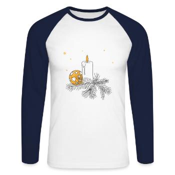 Christmas Advent Candle Wreath Christmas bauble - Unisex Long Sleeve Baseball T-Shirt - white/navy - Front - Nik (191cm)