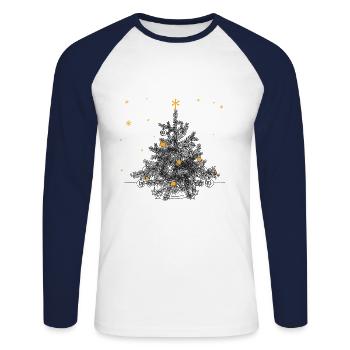 Christmas tree Christmas tree decorated - Unisex Long Sleeve Baseball T-Shirt - white/navy - Front - Nik (191cm)