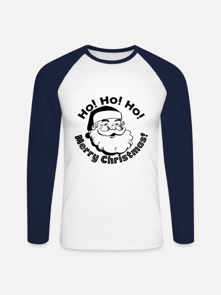 Weihnachtsmann frohe Weihnachten - Unisex Baseballshirt langarm - Weiß/Navy