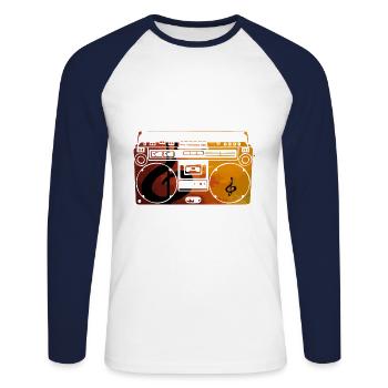 Musik Radio - Unisex Baseballshirt langarm - Weiß/Navy - Vorne - Nik (191cm)