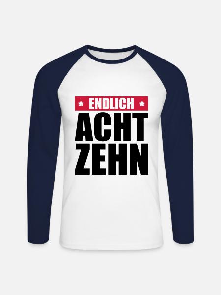 endlich 18 jahre - Unisex Baseballshirt langarm - Weiß/Navy