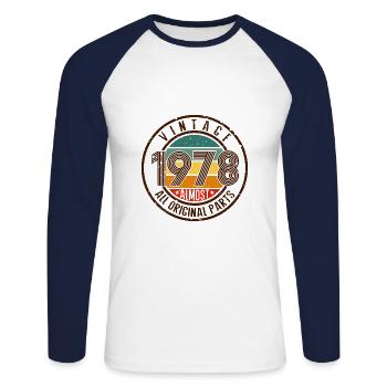 vintage 1978 - T-shirt baseball manches longues Homme - blanc/marine - Devant - Nik (191cm)