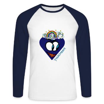 YoshiHeart - Edition 1 - Heart dark blue - Unisex Long Sleeve Baseball T-Shirt - white/navy - Front - Nik (191cm)