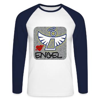 Engel (mit Herz) - Club WoW - 2023 - Unisex Baseballshirt langarm - Weiß/Navy - Vorne - Nik (191cm)