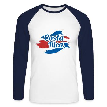 Costa Rica - T-shirt baseball manches longues Homme - blanc/marine - Devant - Nik (191cm)