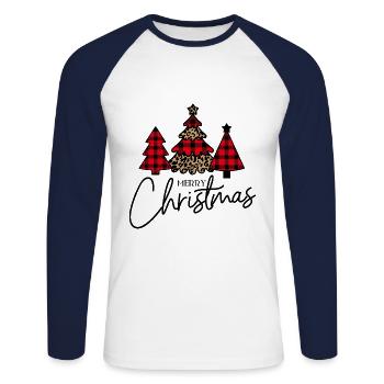 arbre de Noël - T-shirt baseball manches longues Homme - blanc/marine - Devant - Nik (191cm)