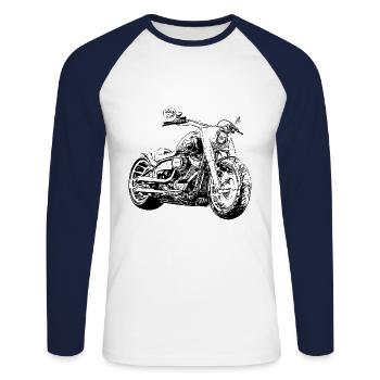 V2 Américain Chopper Noir - T-shirt baseball manches longues Homme - blanc/marine - Devant - Nik (191cm)