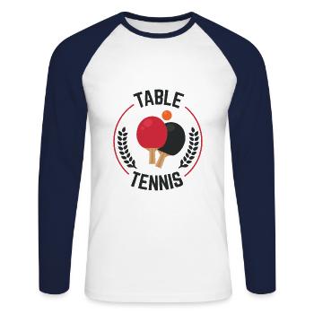 TİSCHTENNİS HOBBY SPORT SPORTLER pingpong - Unisex Baseballshirt langarm - Weiß/Navy - Vorne - Nik (191cm)