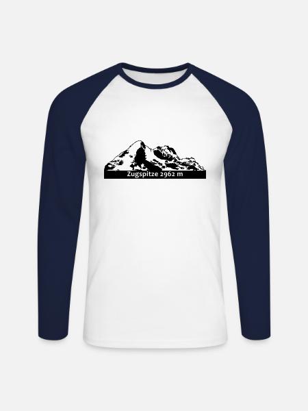 Zugspitze 2962 - Unisex Long Sleeve Baseball T-Shirt - white/navy