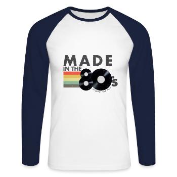 Fabriqué dans les années 80 - T-shirt baseball manches longues Homme - blanc/marine - Devant - Nik (191cm)