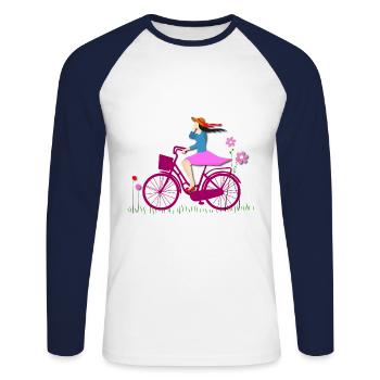Just A Girl Who Loves Cycling Bicycle - Unisex Baseballshirt langarm - Weiß/Navy - Vorne - Nik (191cm)
