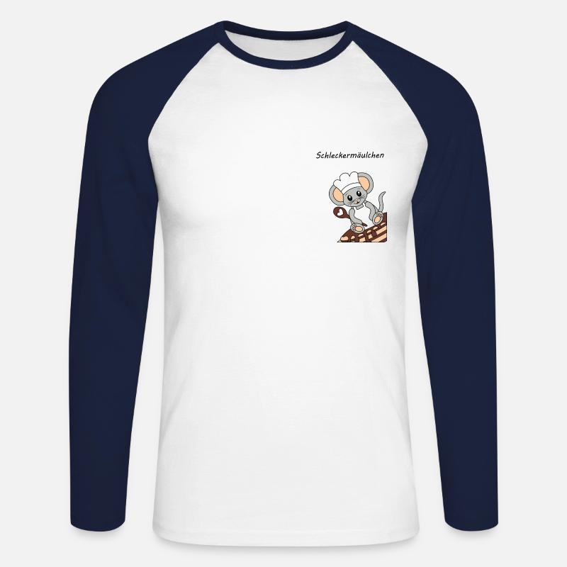 Schleckermaeulchen gross - Unisex Baseballshirt langarm - Weiß/Navy