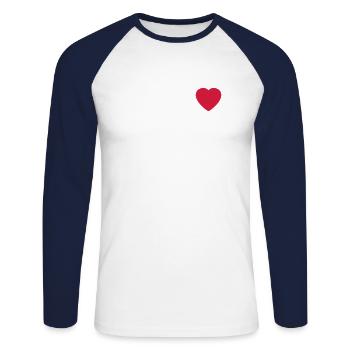 Heart Round - Unisex Long Sleeve Baseball T-Shirt - white/navy - Front - Nik (191cm)