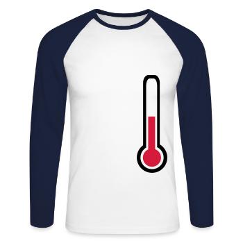 Thermometer - Unisex Baseballshirt langarm - Weiß/Navy - Vorne - Nik (191cm)