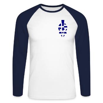 Greek helmet - Unisex Long Sleeve Baseball T-Shirt - white/navy - Front - Nik (191cm)