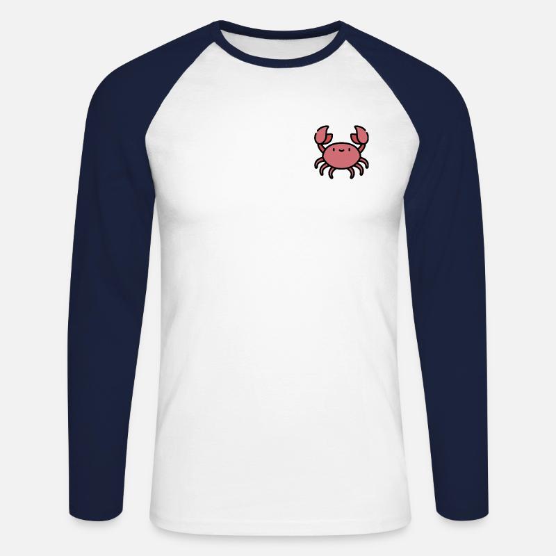 Krabbe Krebs Geschenk Idee - Unisex Baseballshirt langarm - Weiß/Navy