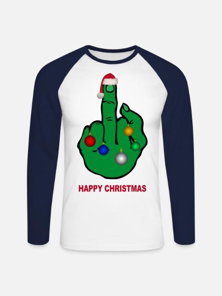 happy christmas - Unisex Long Sleeve Baseball T-Shirt - white/navy