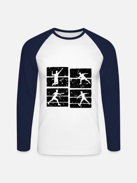 Badminton Set - Unisex Baseballshirt langarm - Weiß/Navy