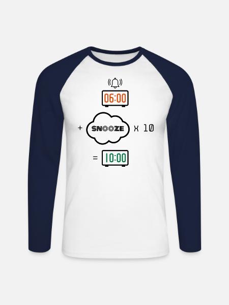 Snooze formula alarm clock - Unisex Long Sleeve Baseball T-Shirt - white/navy