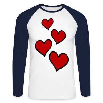 Hearts Love Symbol - Unisex Long Sleeve Baseball T-Shirt - white/navy - Front - Nik (191cm)