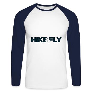 HIKE&FLY dark blue - Unisex Long Sleeve Baseball T-Shirt - white/navy - Front - Nik (191cm)