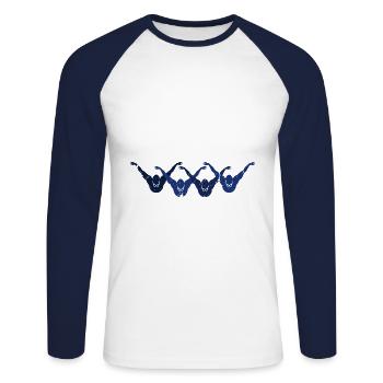 Butterfly Swimming Silhouette Swimmer - Unisex Long Sleeve Baseball T-Shirt - white/navy - Front - Nik (191cm)