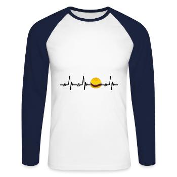 Leberkäse - Unisex Baseballshirt langarm - Weiß/Navy - Vorne - Nik (191cm)