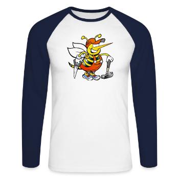 MEASURE TWICE AND CUT ONCE THEN FORCE IT TO FIT - Unisex Baseballshirt langarm - Weiß/Navy - Vorne - Nik (191cm)