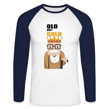 Old but gold - Unisex Long Sleeve Baseball T-Shirt - white/navy - Front - Nik (191cm)