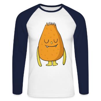Furry Monster - Unisex Long Sleeve Baseball T-Shirt - white/navy - Front - Nik (191cm)