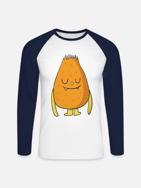 Furry Monster - Unisex Long Sleeve Baseball T-Shirt - white/navy