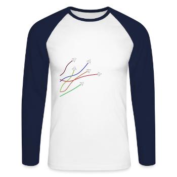 Pilote d'avion disant - T-shirt baseball manches longues Homme - blanc/marine - Devant - Nik (191cm)