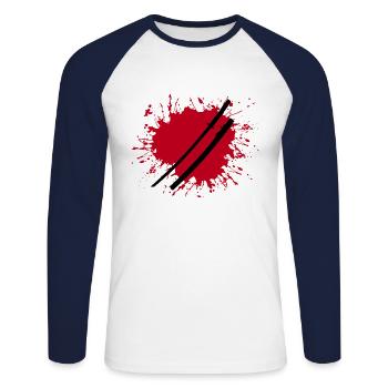 Japan, Katana, japanisch - Unisex Baseballshirt langarm - Weiß/Navy - Vorne - Nik (191cm)