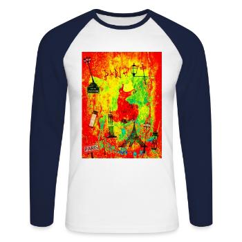 Paris city of light - Unisex Long Sleeve Baseball T-Shirt - white/navy - Front - Nik (191cm)