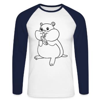 Hamster, Nagetiere, Geschenk, Geschenkidee - Unisex Baseballshirt langarm - Weiß/Navy - Vorne - Nik (191cm)
