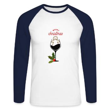 Weihnachten - Unisex Baseballshirt langarm - Weiß/Navy - Vorne - Nik (191cm)