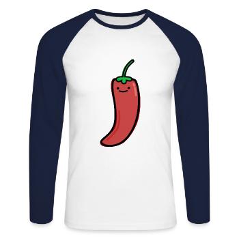 Piment - T-shirt baseball manches longues Homme - blanc/marine - Devant - Nik (191cm)