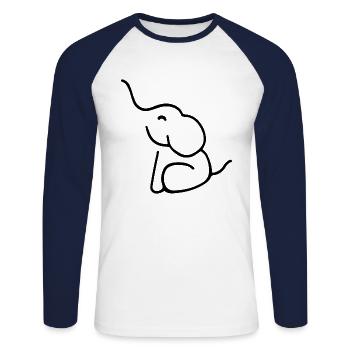 ELEPHANT TATTOO BABY TRUNK SITTING DRAWING LINE - Unisex Long Sleeve Baseball T-Shirt - white/navy - Front - Nik (191cm)