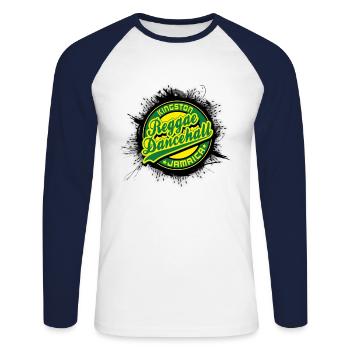 kingston reggae dancehall jamaica - T-shirt baseball manches longues Homme - blanc/marine - Devant - Nik (191cm)
