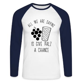 give palz a chance - Unisex Baseballshirt langarm - Weiß/Navy - Vorne - Nik (191cm)