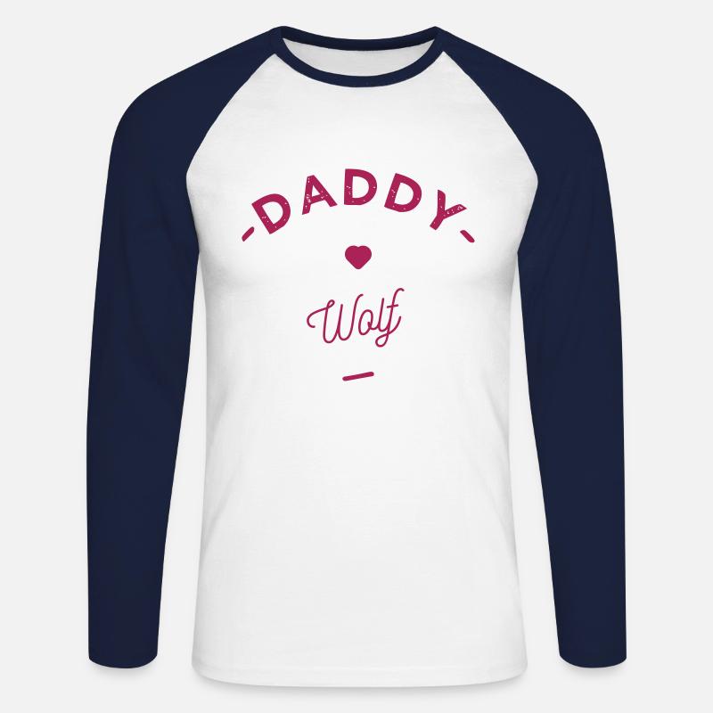 Daddy wolf - Unisex Baseballshirt langarm - Weiß/Navy
