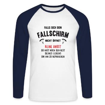 Parachute repair - parachutist T-shirt - Unisex Long Sleeve Baseball T-Shirt - white/navy - Front - Nik (191cm)