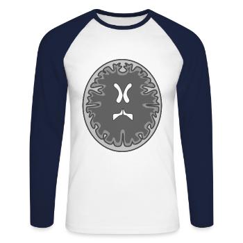 skull mri - Unisex Long Sleeve Baseball T-Shirt - white/navy - Front - Nik (191cm)