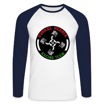 Basque racing team 1 - T-shirt baseball manches longues Homme - blanc/marine - Devant - Nik (191cm)