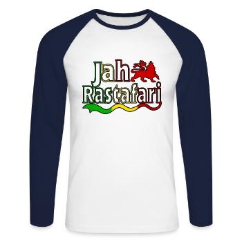 jah rastafari - T-shirt baseball manches longues Homme - blanc/marine - Devant - Nik (191cm)