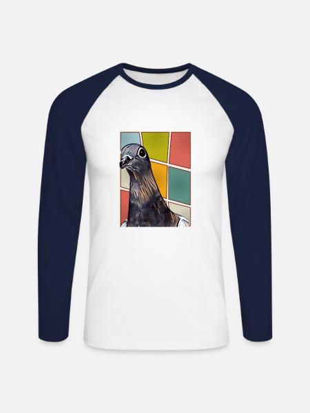 Gustav Stadttaube niedliche Taube - Unisex Baseballshirt langarm - Weiß/Navy